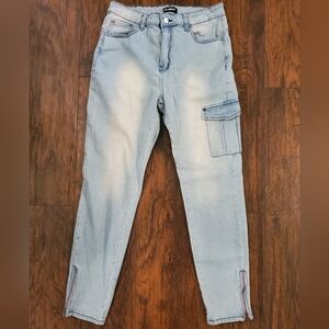 Flamingal Women's Skinny Cargo Jeans Size L